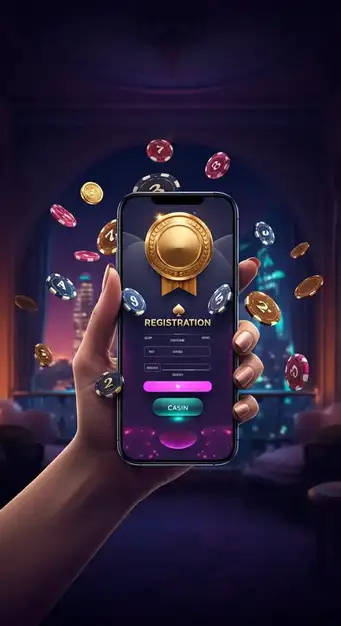 Interface mobile affichant le processus d'inscription en 3 étapes sur Gransino Casino